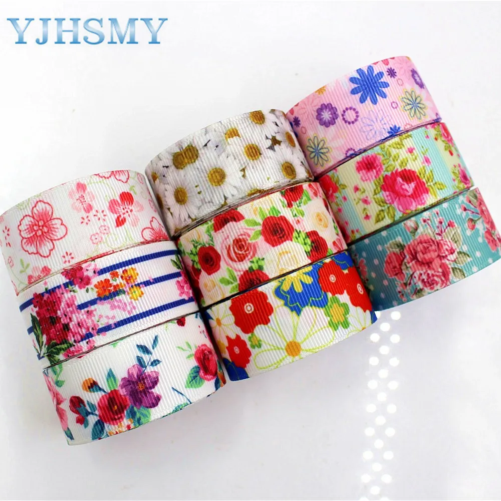 YJHSMY H 17523 941 10 ярдов 22 мм мультфильм цветок термопечать grosgrain Свадебные аксессуары
