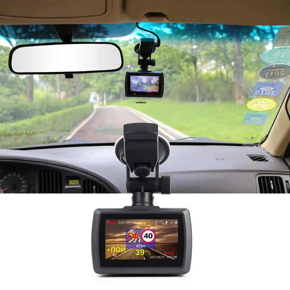 Автомобильный видеорегистратор с радар-детектором 3 в 1 AfmoDVR для российского автомобиля с полным HD-видео 1080P, GPS-регистратором и процессором Ambarella A7LA50D DVR