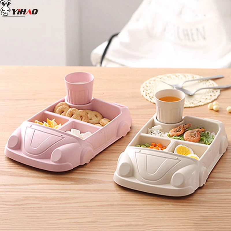 

YIHAO 31*20*8cm Dinnerware Sets Lunch Box Children's Plate, Grid Rice Baby Cartoon Tableware Solid Color Cartoon Kitchen Tools