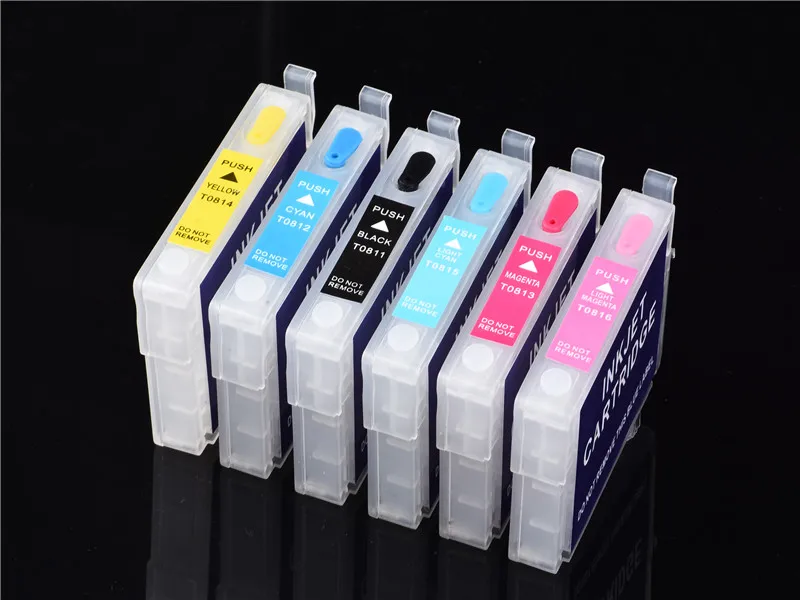 T0811-T0816 Refillable патрон чернил для принтера Epson R295 фото 1430 W RX590 | Компьютеры и офис