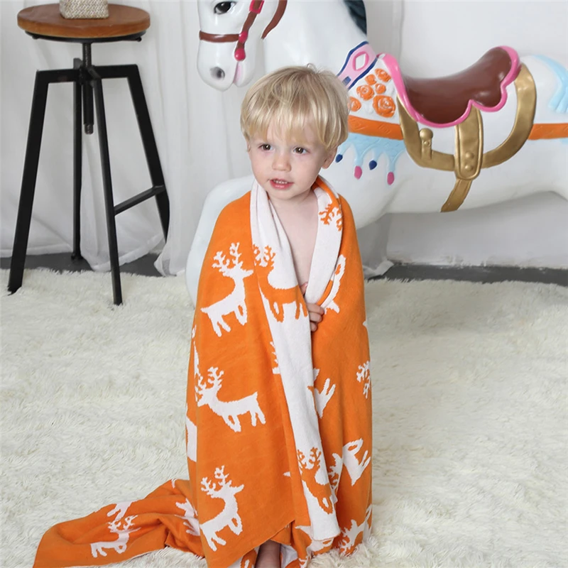 Оранжевый олень узор из 100% хлопка на весну Постельные принадлежности диван