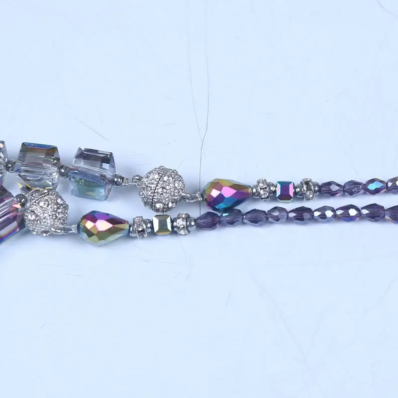 

Fashion strand crystal beaded necklace with double magnetic clasp crystal choker necklace & crystal bracelet jewelry