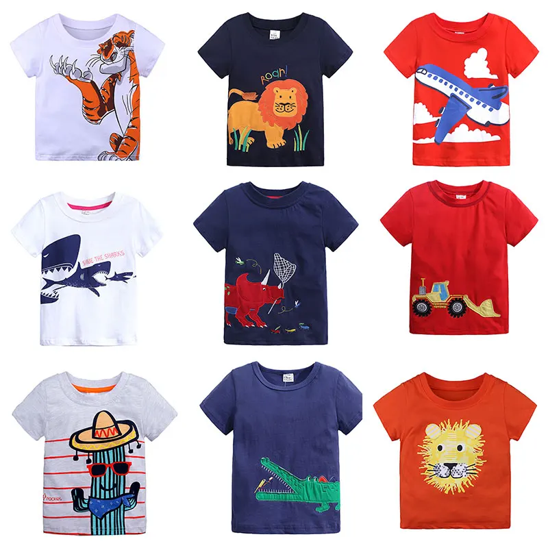 Cotton Boys T Shirt Summer New Cartoon Animal Printed Short Sleeve T-Shirt For Kids Tee Tops Girls | Детская одежда и обувь
