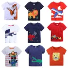 Хлопковая футболка для мальчиков, новая летняя футболка с коротким рукавом и мультяшным принтом животных для детей, футболка для мальчиков, топы для девочек