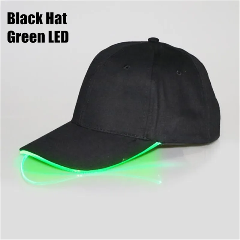 Black Hat Green LED 200 p! Мужская и женская светодиодный светящийся цветной бейсбольный головной убор для мальчиков и девочек Подростковая светодиодная светлая крышка в темноте вечерние реквизит для клуба хип-хоп кепка с козырьком - Цвет: Black Hat Green LED