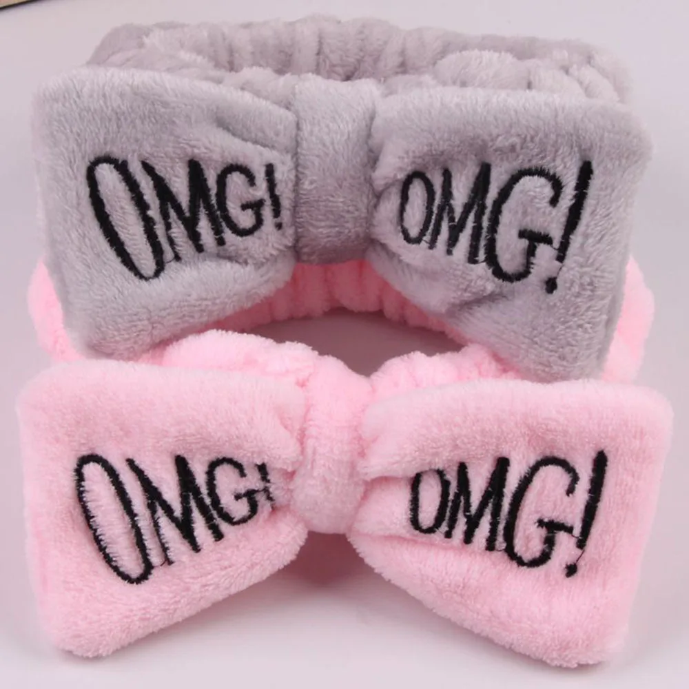 Новая буква OMG коралловый флис мягкий бантик ободок мыть лицо ободок Девушки Женщины держатель тюрбан повязки для волос аксессуары для волос