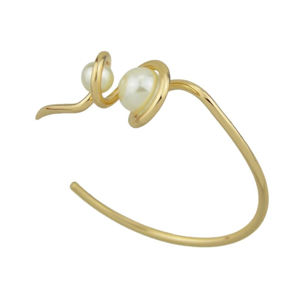 Kayshine Rock Punk Minimalist Gold Color Chain With Simulated pearl Geometric Shape Open Cuff Bangle For Women Accessories|bangles for women|women