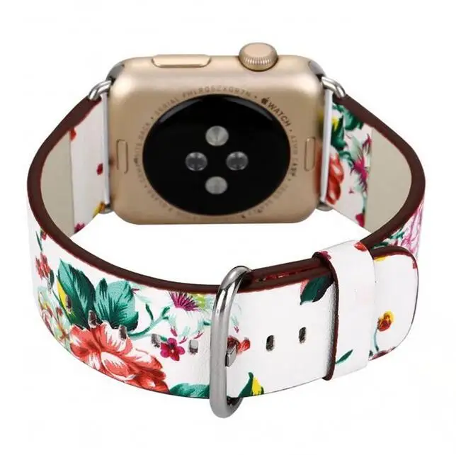 Модный кожаный ремешок для iwatch 4 3 2 1 Apple Watch 38 мм 42 40 44 с цветами дизайн 5|Ремешки