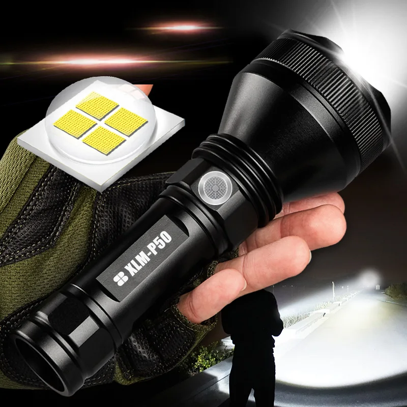 SHENYU Мощный тактический P50 светодиодный фонарик USB Перезаряжаемый фонарь, водонепроницаемая лампа, супер яркий фонарь