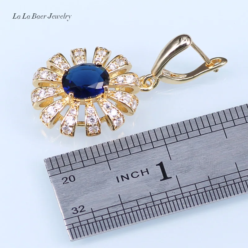 L &amp B классический синий кристалл белый циркон золото Цвет Ювелирные наборы для