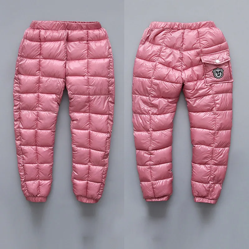 Плотные теплые зимние штаны для девочек детские хлопковые ветрозащитные брюки