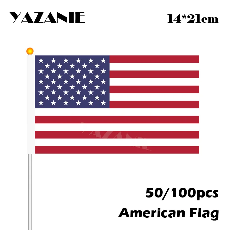 YAZANIE 14*21 см 50/60 шт американский флаг США страна Национальный Волна Флаг маленький