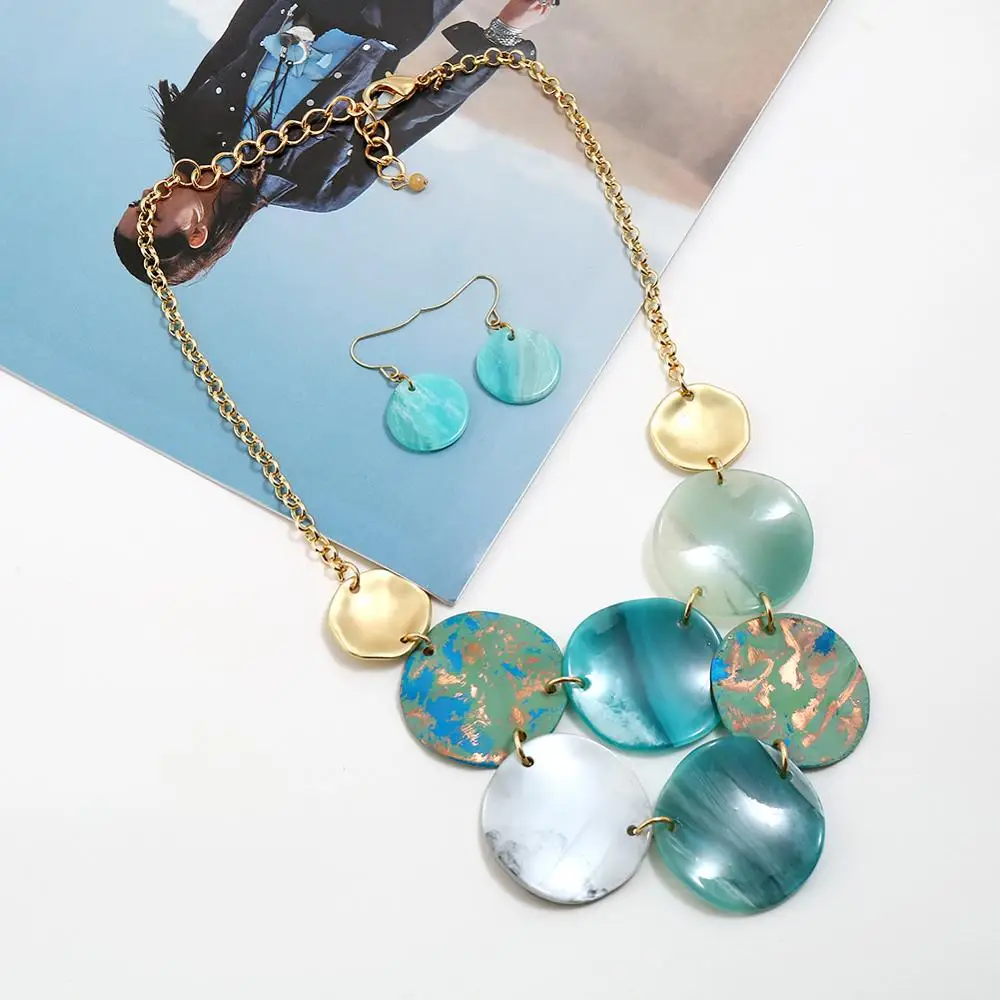 

Fashion Choker Acrylic Round Pendant link Chain Kolye Necklace Women Jewelry Collares Harajuku Colar Collier femme collar mujer