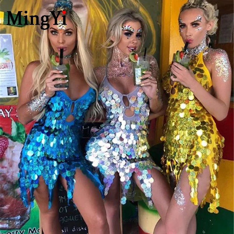 Новинка 2019 летнее модное сексуальное платье Nova с блестками для женщин