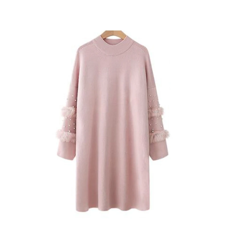2019 New Korean Version Fashion Long Section Half Garden Collar Pullover Sweater Skirt Sleeves Loose Women Autumn Winter | Женская