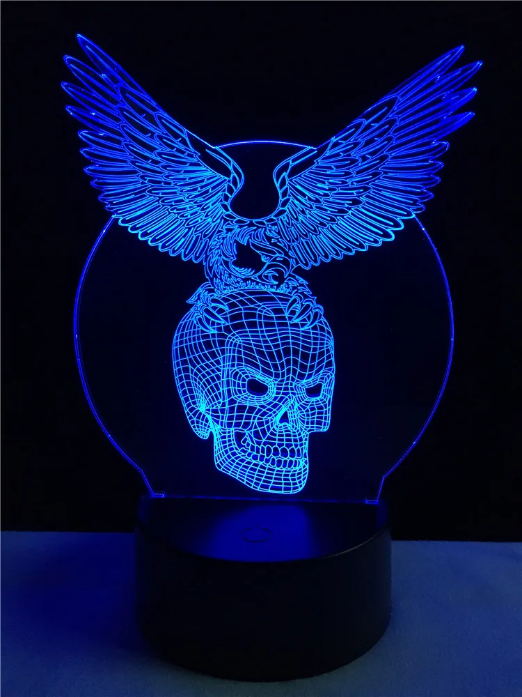 Орел череп инопланетянин 3D светодиодный светильник USB RGB настроение ночной Светильник многоцветный светильник Настольная настольная лампа подарок RC игрушки Хэллоуин Декор Lampara