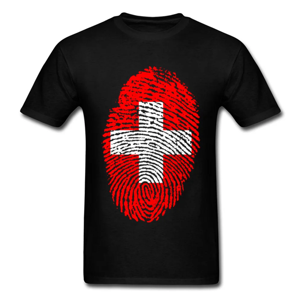Top Quality Clothing For Men Switzerland Flag Fingerprint Cool Tshirt Mens Custom Personalized Tees Cotton Brand New T Shirt