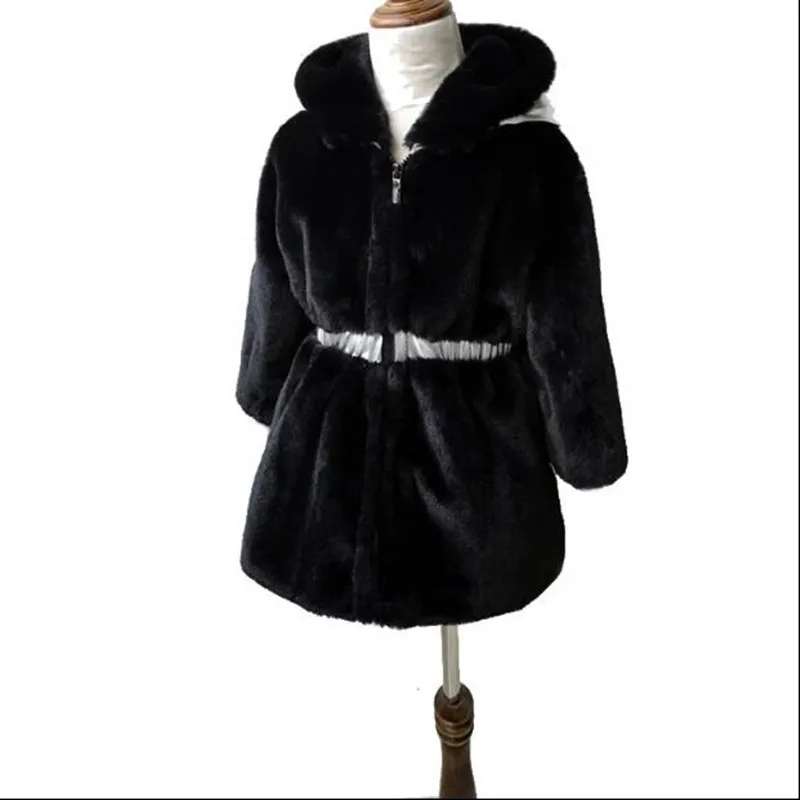Girls Jacket Thick Warm Waistcoat Baby Faux Rabbit Fur Coats 2019 Winter Kids Cotton Hooded Zipper Children OuterwearN309 | Детская