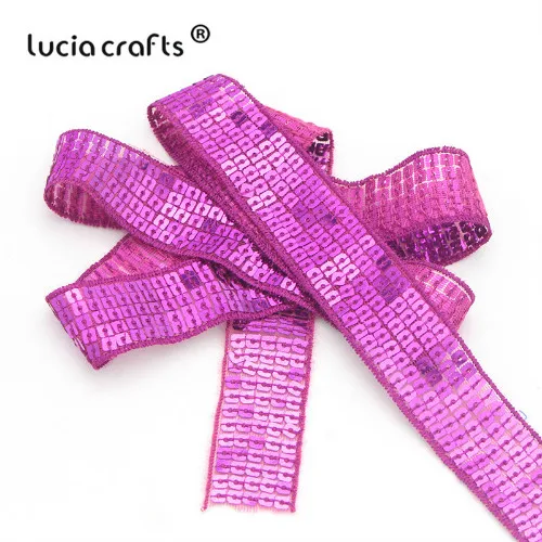 Fuchsia 3y Lucia ремесла блесток Бисероплетение Spangle ленты отделка Кружева DIY ручной работы головной убор украшения одежды(3 ярда/Лот) R0808 - Цвет: Fuchsia 3y