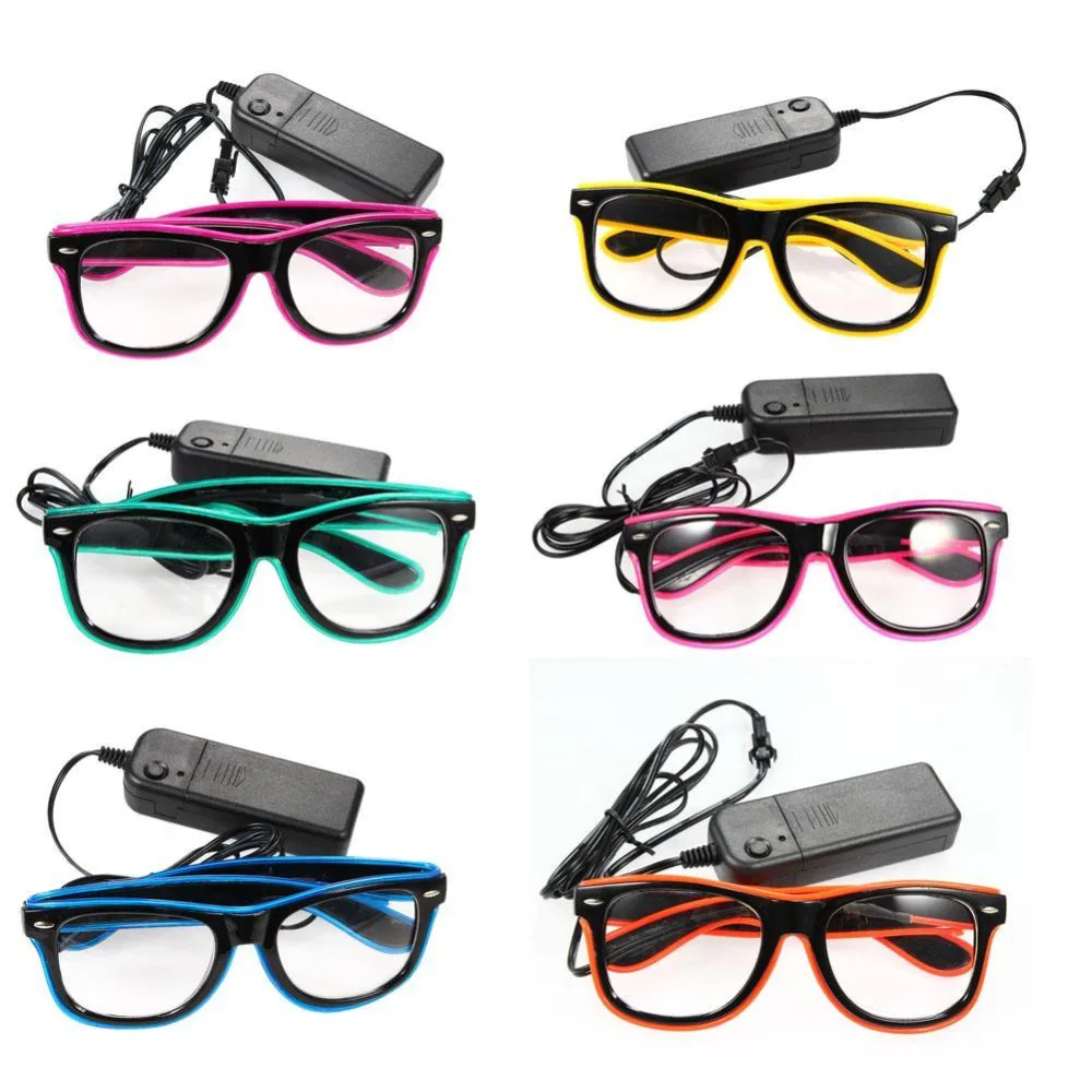 2017 модный EL провод с неоновым светом светящиеся светодиодные очки костюм для