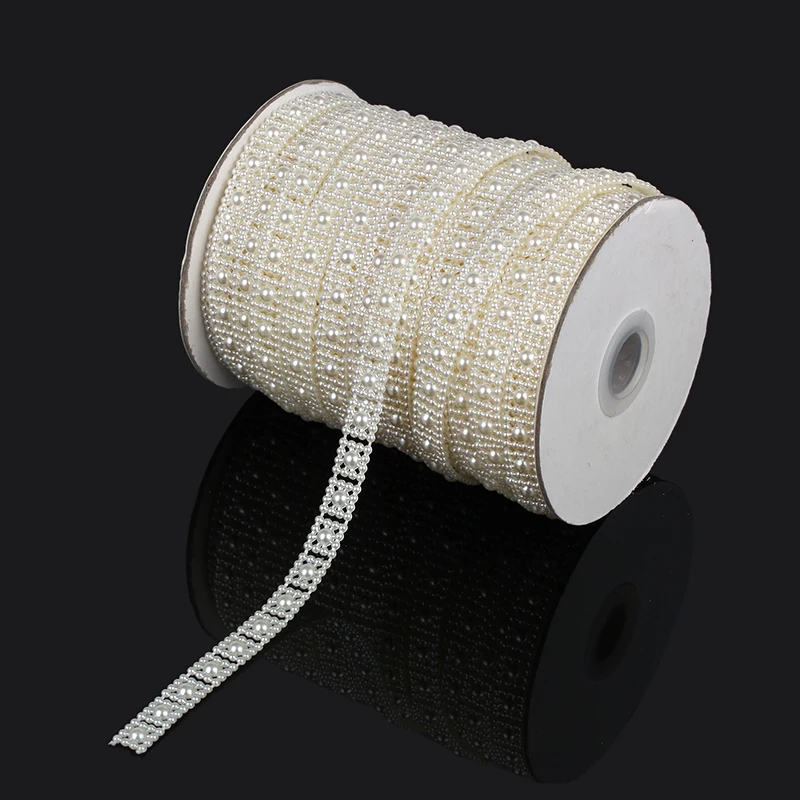 5yards/lot 10mm ABS Flat Back Pearl Ivory String Rolls Chain Square Roll DIY Jewelry Clothes Material | Украшения и аксессуары