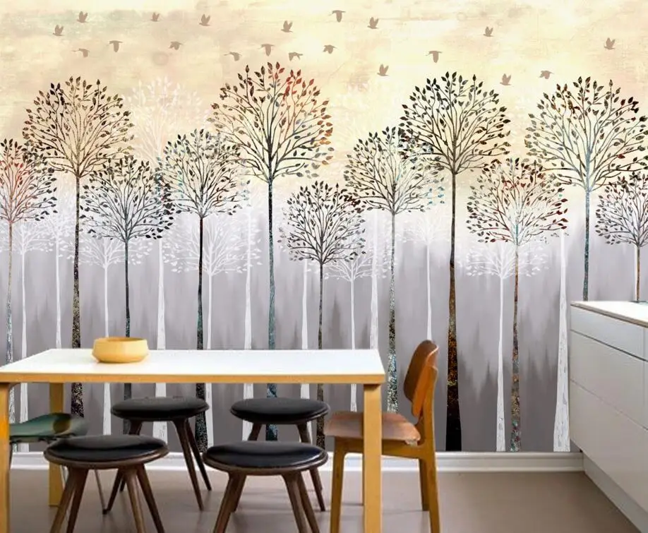 

Custom children's wallpaper,Nostalgia forest birds,3D cartoon murals for living room children's room background wall wallpaper