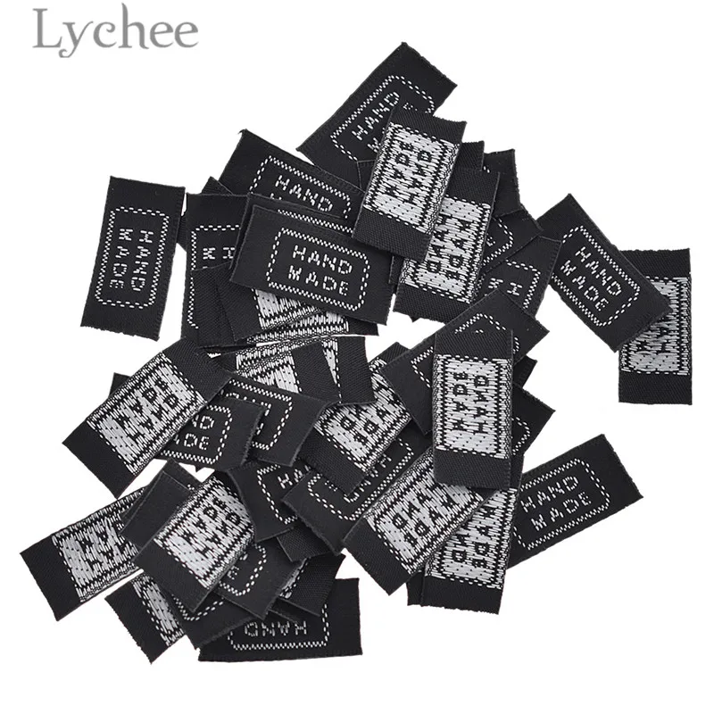 1 Lychee Life 50 шт. черные тканые этикетки ручной работы моющиеся вышитые бирки для сумок для одежды DIY Швейные аксессуары - Цвет: 1