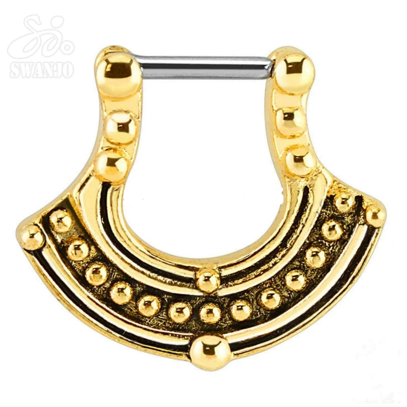 Стальные перегородки Имитация пирсинга кольцо для носа 1 шт. серьги титановый