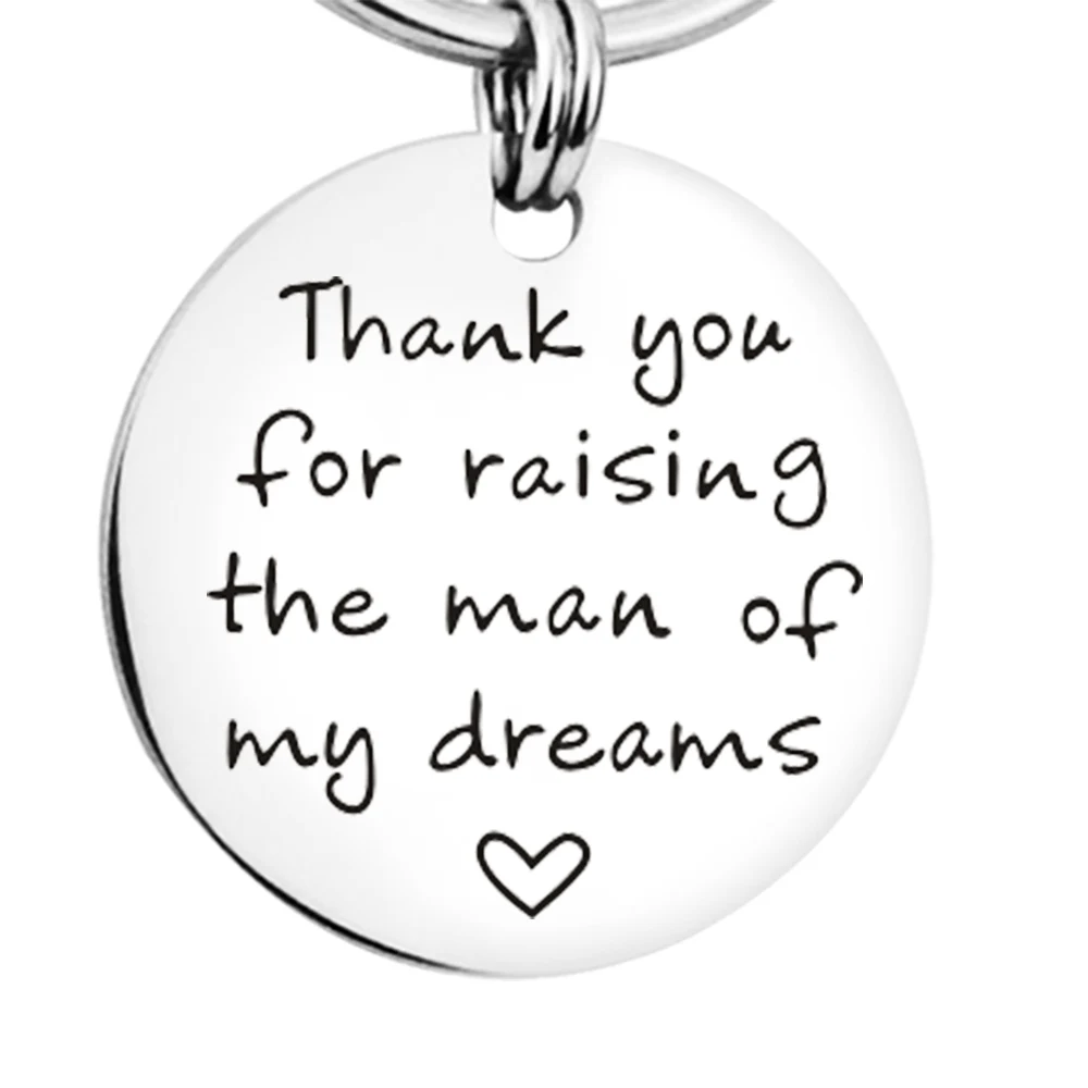 MYLONGINGCHARM Personalized Engraved Keychain Stainless Steel Thank you for raising the man of my dreams G3109 | Украшения и