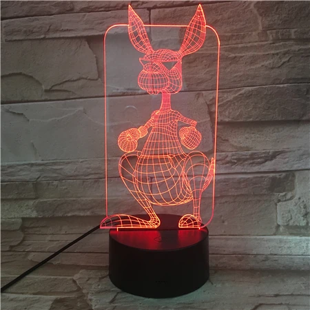 Мультфильм животных КЕНГУРУ 3D светильник видения USB Lampara Led Настольная лампа 7