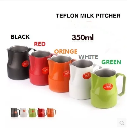 

1pc 350ml/12oz 5 color Motta Style Non-stick Nonstick coating Stainless Steel Milk Pitcher/Jug Foaming Jug latte art for barista