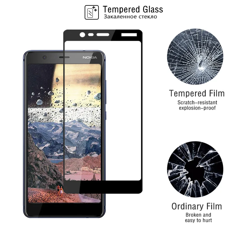 Полное покрытие закаленное стекло для Nokia 5 2018 Защита экрана 1 пленка ультра
