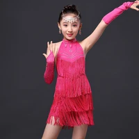 childrens latin dance costumes girls latin dance skirt performance show competition clothing new sequins tassel