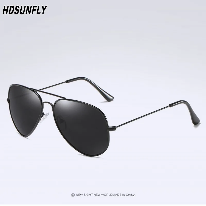 HDSUNFLY Мода поляризованных солнцезащитных очков для Для мужчин Для женщин фирменный дизайн авиации солнечные очки мужские женские очки Óculos de sol UV400 - Цвет линз: black black