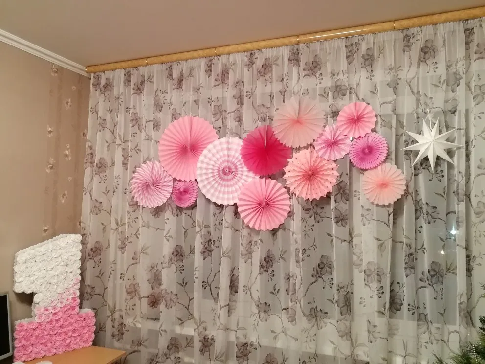 New Orange Set Paper Crafts Home Hanging Decoration Party Birthday Wedding Baby Shower Sunshine Bright Color Paper Fan
