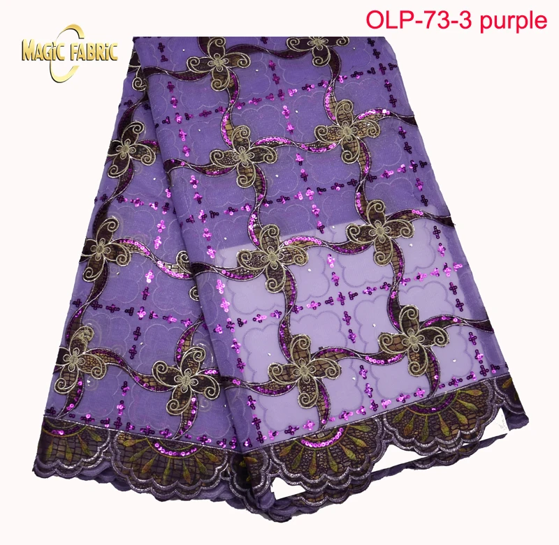 

free shipping!Nice African double organza lace with sequins Hot selling French lace fabric for cloth! OLP-73