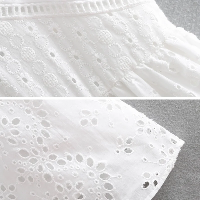 

YNZZU New Summer White Lace Dress Women Sexy V Neck Strap Hollow knee-Length Elegant Party Dress High Waist Slim Vestidos YD209