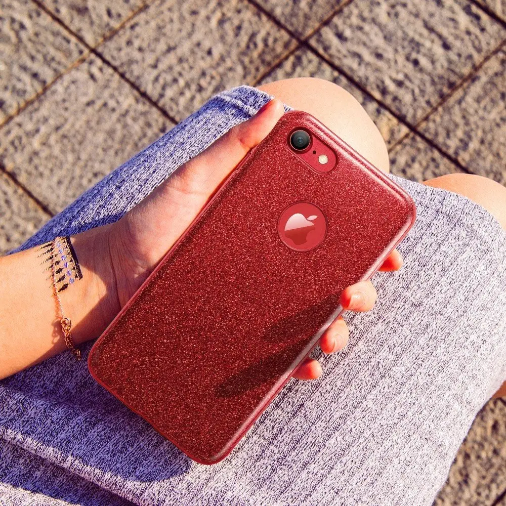 3 в 1 чехол градиентного цвета для iphone 6 6s Plus 5S блестящий прозрачный PC + TPU Coque 7 8 plus X s