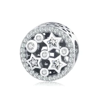 authentic 925 sterling silver charm bright stars hollow crystal beads for original pandora charm bracelets bangles jewelry
