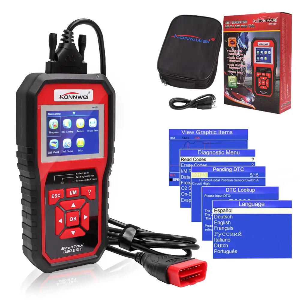 

Scanner Auto Diagnostic Scanner Full Function Car Diagnosis auto check Car Scanner Universal OBD2 Engine Code Reader KW850