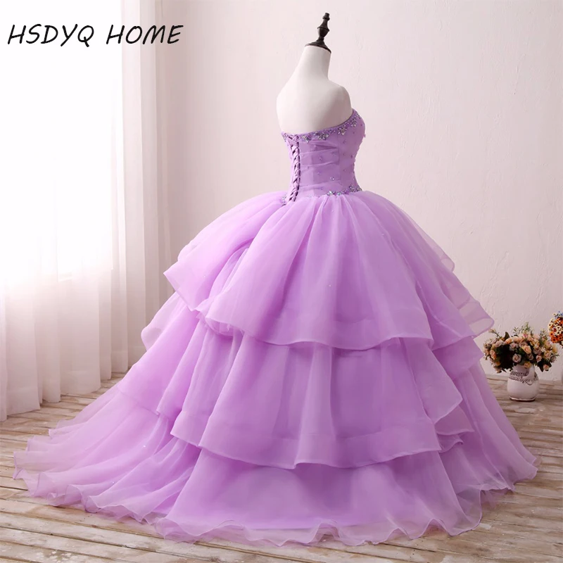 Светильник фиолетовые платья для Quinceanera дешевые женские 15 лет потрясающие на