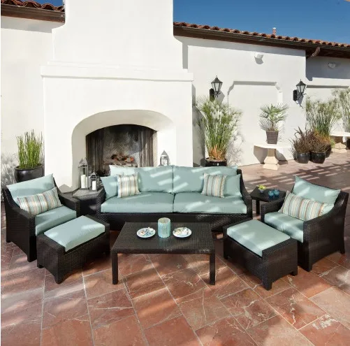 Прямая продажа с фабрики уличная плетеная мебель 8 элементный диван клубным