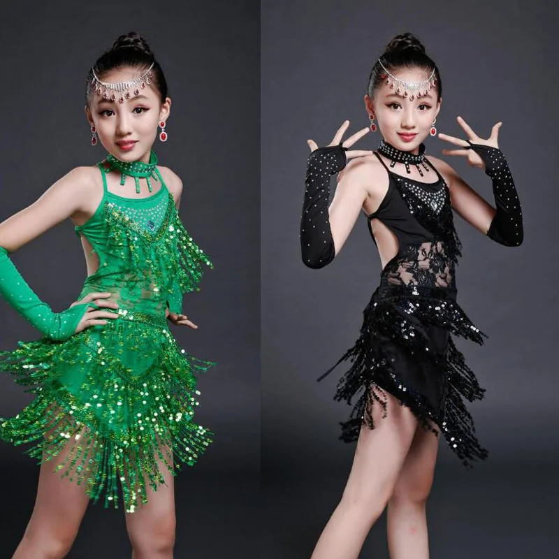 Детское платье для латиноамериканских танцев с кисточками|salsa dance dresses|kids ballroomdance