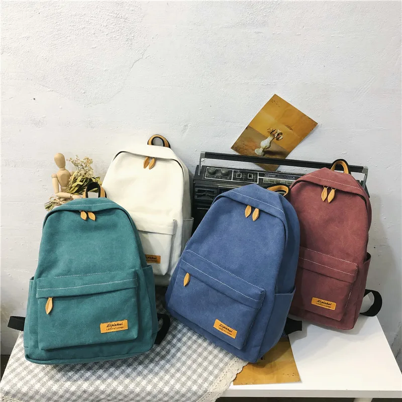 Модные холщовые женские школьные рюкзаки корейские винтажные сумки через плечо