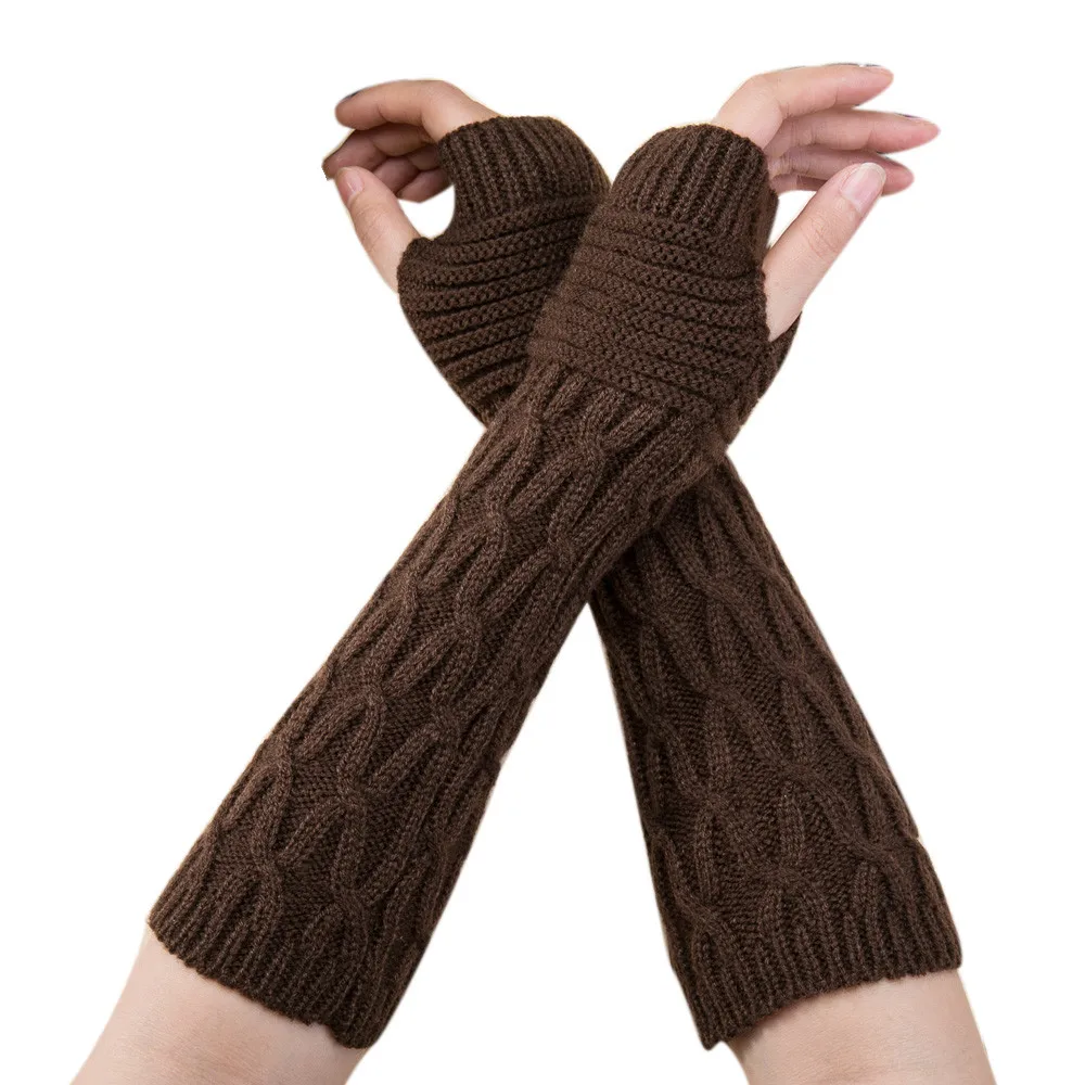 Черный Перчатки зимние женские перчатки guantes rekawiczki теплые вязанные длинные перчатки без пальцев Mujer N1 - Цвет: Черный