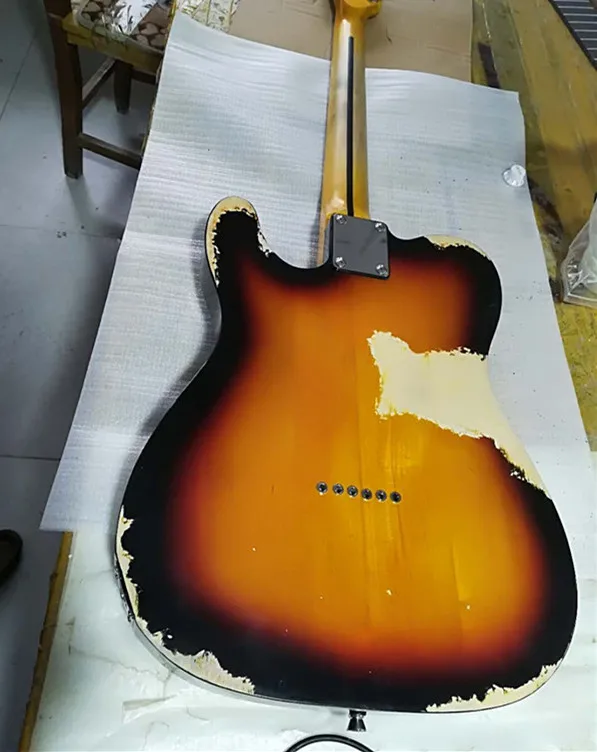 Custom shop, Ретро Закат электрогитара, белый гвардии пластины