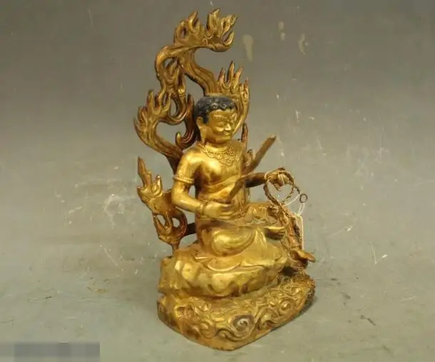 

Free shipping S02992 9"Tibet Buddhism Temple Folk Purple Bronze 24K Gold Acalanatha Buddha Statue