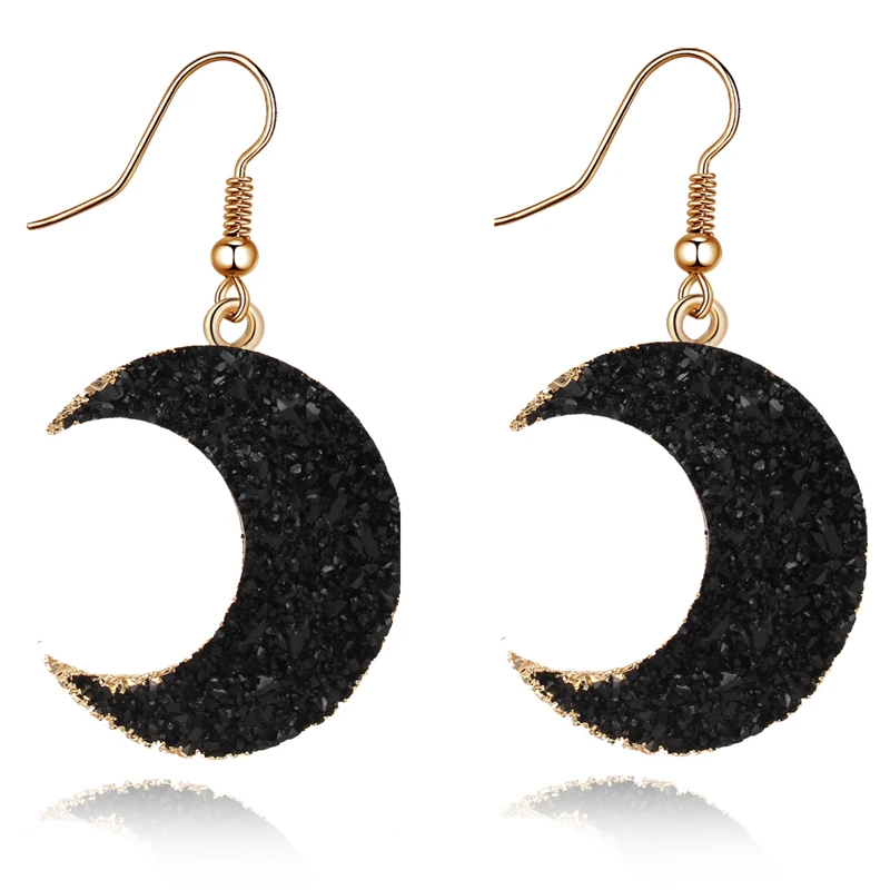 1 пара модные ювелирные изделия розовые черные висячие серьги с Луной кварцевые