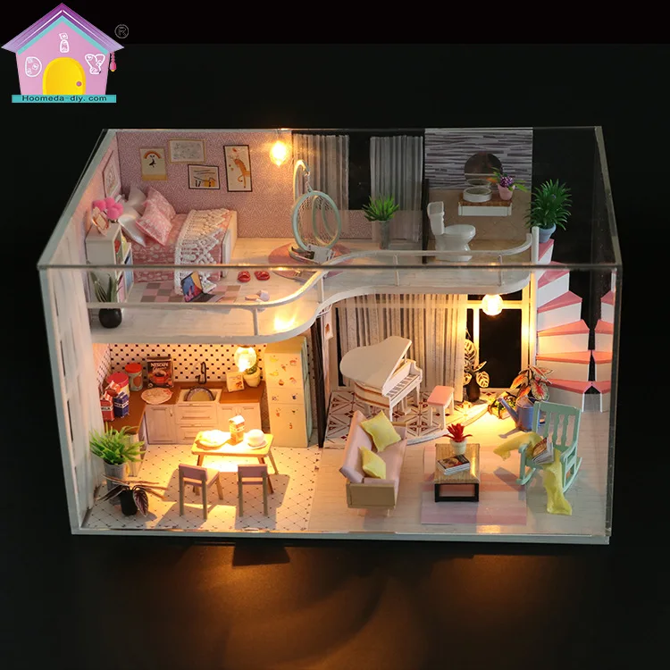 Кукольный дом мебель Diy Миниатюрный пылезащитный чехол 3D Деревянный Miniaturas кукольный домик игрушки супер роскошные подарки на день рождения коробка театр Каса