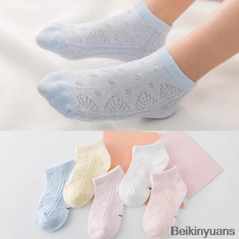 Детские носки; Сезон весна-лето; Новые хлопковые тонкие дышащие сетчатые носки для маленьких мальчиков и девочек; Белые мягкие носки для новорожденных